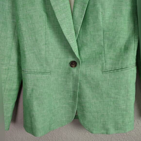 J. Crew Parke Blazer Stretch Linen Green Size 4 H9710 - Picture 9 of 13